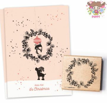 cats on appletrees スタンプ☆Christmas Wreath 2☆クリスマスリース 松 木の実 枠 フレーム 木製 プレゼント クラフト 雑貨 保育園 幼稚園 先生【メール便発送可】(3)