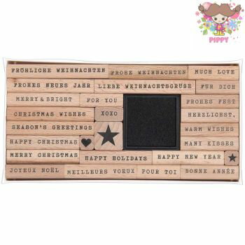 ドイツ RICO DESIGN スタンプ26個入りセット☆メリークリスマス（Stamp set Merry Christmas Typewriter 27teilig）☆【宅配便のみ発送可】木製 プレゼント クラフト 雑貨 保育園 幼稚園 子供