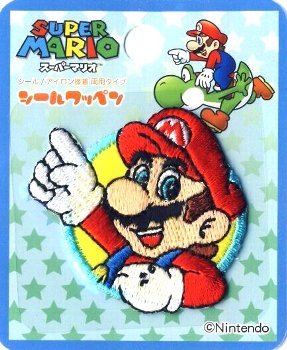 キャラクター シール ワッペン スーパーマリオ （ 小サイズ ) マリオ （ ワッペン アップリケ シールタ..