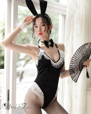 【送料無料】バニーガール コスプレ セクシー コスチューム レオタード オープンクロッチ バニー 仮装 うさぎ 6点セット ハイレグ レオタード ベルベット ボディスーツ 股ホック 網 パンティ ストッキング ブラック アクアマリン トマト 全3色 D154