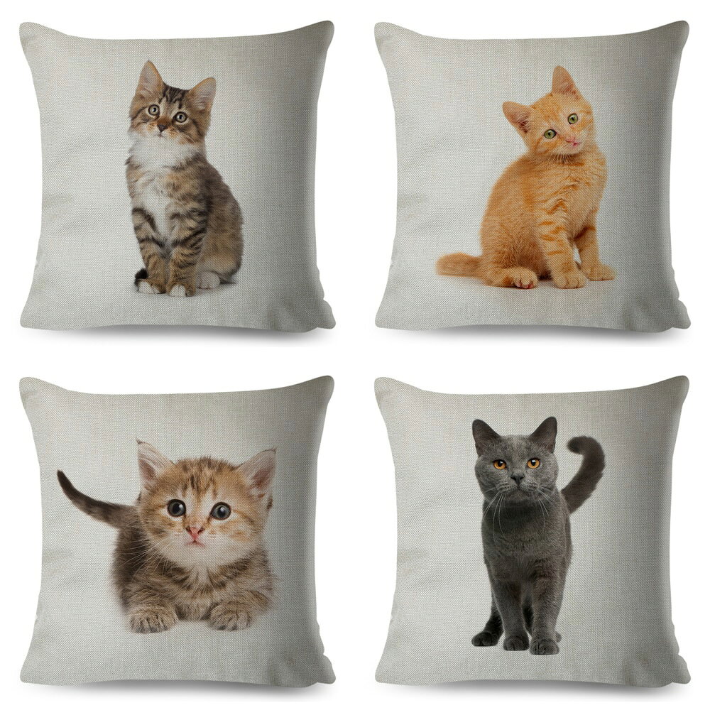 クッションカバー ねこ 子猫 猫 ネコ 45x45cm おしゃれ かわいい アニマル クッション もふもふねこ リアルインテリア ピローケース 雑貨 プレゼント メール便【 送料無料 】 [2]