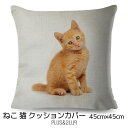 クッションカバー 茶トラ チヤトラ 子猫 猫 ネコ 45x45cm おしゃれ かわいい もふもふ リアル アニマル クッション インテリア ピローケース 雑貨 ...