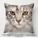 クッションカバー 猫の顔 アップ ねこ 猫 ネコ 45x45cm おしゃれ かわいい アニマル クッション インテリア ピローケース 雑貨 メール便【 送料無料...
