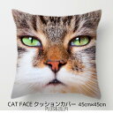 クッションカバー ぶさかわ猫 猫の顔 猫 ネコ ねこ 45x45cm おしゃれ かわいい アニマル クッション インテリア ピローケース 雑貨 メール便【 送料...