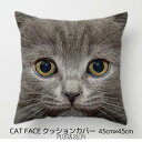 クッションカバー ロシアンブルー ねこかお 猫 ブリティッシュショートヘア ネコ 45x45cm おしゃれ かわいい アニマル クッション インテリア ピローケ...