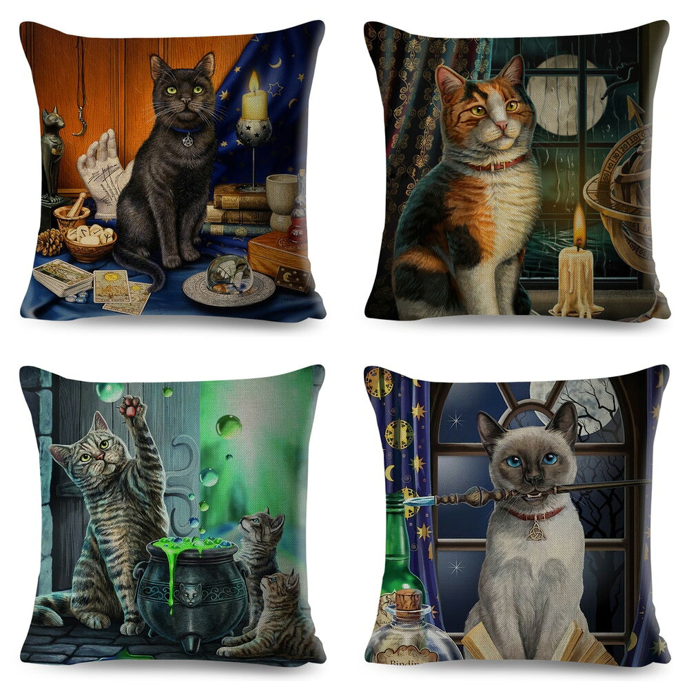 クッションカバー 45×45cm 猫 ネコ ねこ 猫柄 トラ猫 とらねこ 親子猫 おしゃれ かわいい アニマル クッション インテリア ピローケース 雑貨 メール便【 送料無料 】