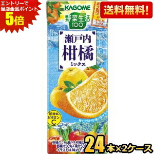 エントリーで全品ポイント5倍！あす楽対応【送料無料】カゴメ 野菜生活100 瀬戸内柑橘ミックス 195ml紙パック 48本(24本×2ケース) [野菜ジュース] ※北海道800円・東北400円の別途送料加算 [39ショップ]のサムネイル