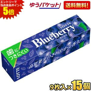 エントリーで全品ポイント5倍★ゆうパケット送料無料 ロッテ 9枚 歯につきにくい ブルーベリーガム 15個入
