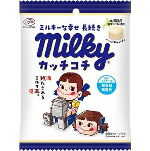 ミルキーな幸せ長続き。100gミルキーよりもカッチコチなミルキー北海道産生クリームと不二家乳業のれん乳を使用した無香料・無着色のミルキー史上最も硬いミルクキャンディ。業態に合わせた小袋サイズ。 【原材料】 水あめ（国内製造）、砂糖、クリーム（乳成分を含む）、還元水あめ、加糖練乳、ホエイパウダー（乳成分を含む）、たんぱく質濃縮ホエイパウダー（乳成分を含む）、乳等を主要原料とする食品、食塩 【賞味期間】 メーカー製造日より360日 実際にお届けする商品の賞味期間は短くなりますのでご了承下さい。 【保存方法】 直射日光および高温多湿の場所を避けて保存 ご注意（必ずお読みください） この商品は発送用梱包をせずに、個装箱のまま発送されますので、パッケージの外側に発送ラベルが貼り付けられます。 本商品はご注文後、3から7営業日後の発送予定となっております。配達指定をご希望のお客様は余裕をもってご注文下さいませ。ミルキーな幸せ長続き。100gミルキーよりもカッチコチなミルキー北海道産生クリームと不二家乳業のれん乳を使用した無香料・無着色のミルキー史上最も硬いミルクキャンディ。業態に合わせた小袋サイズ。