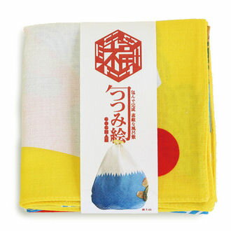 「福コチャエ チーフ・小風呂敷 富士山 キイロ 48cm 【帯付袋入り】」風呂敷(ふろしき)お弁当包み エコバッグ 和雑貨 京都発 日本製 メール便対応