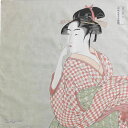 メール便 送料無料 隅田川 綿チーフ小風呂敷(ふろしき)48cm ビードロを吹く女 ウスグレー