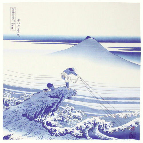 メール便 送料無料 隅田川 綿チーフ小風呂敷（ふろしき）48cm 甲州石班沢(かじかざわ) アイ