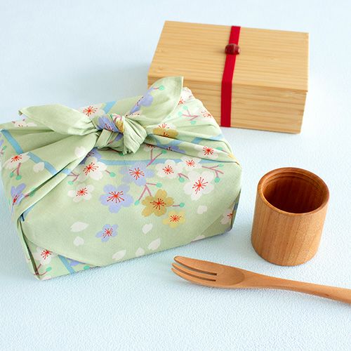 風呂敷 ふろしき エコバッグ メール便 送料無料 50cm ひめむすび Adeline Klam【帯付】 桜　グリーン 日本製