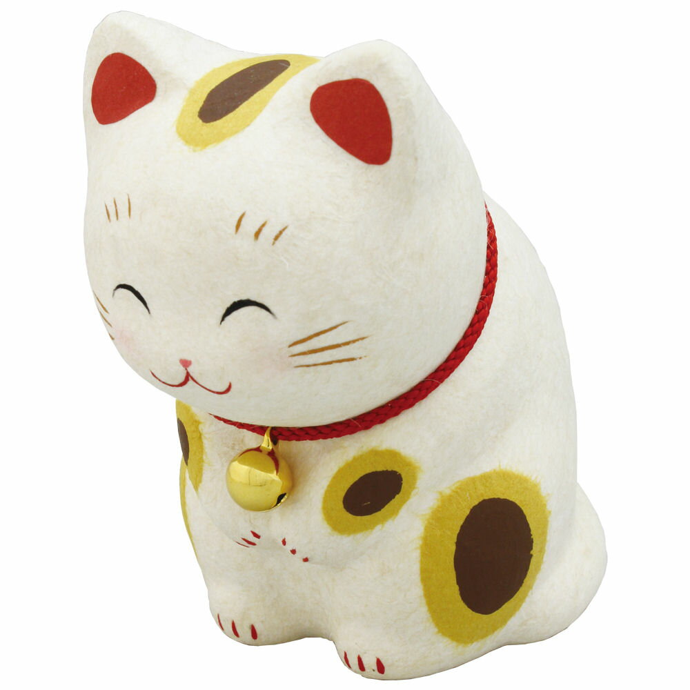 ちぎり和紙 にっこりおじぎ猫 ブチ