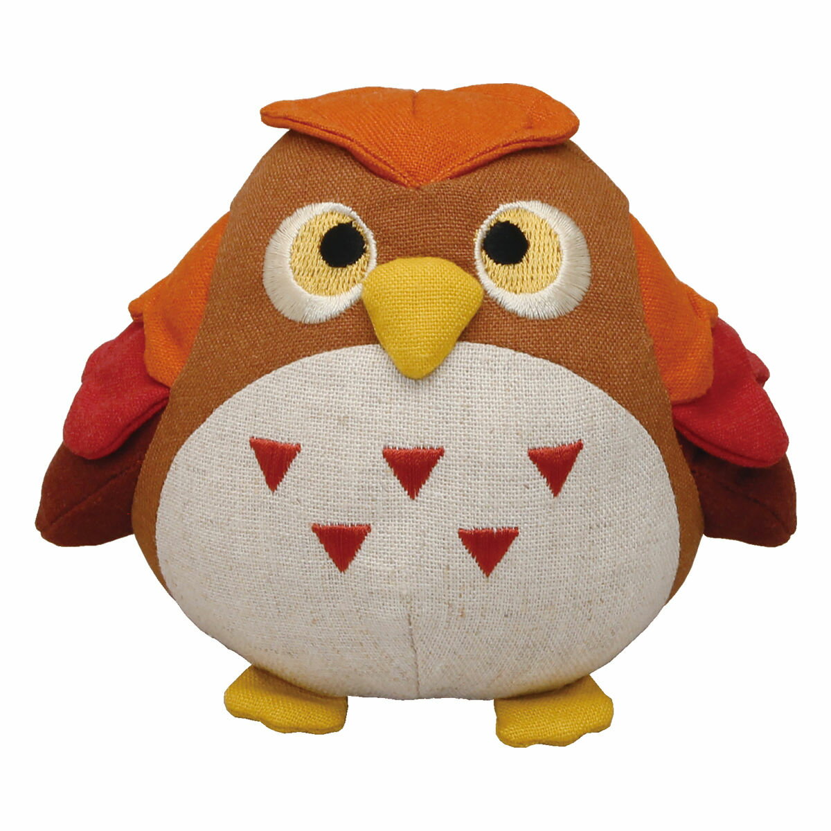 Owl - ふっくら彩りふくろう 小 茶 なごみ 和雑貨 かわいい 置物 　綿麻細工