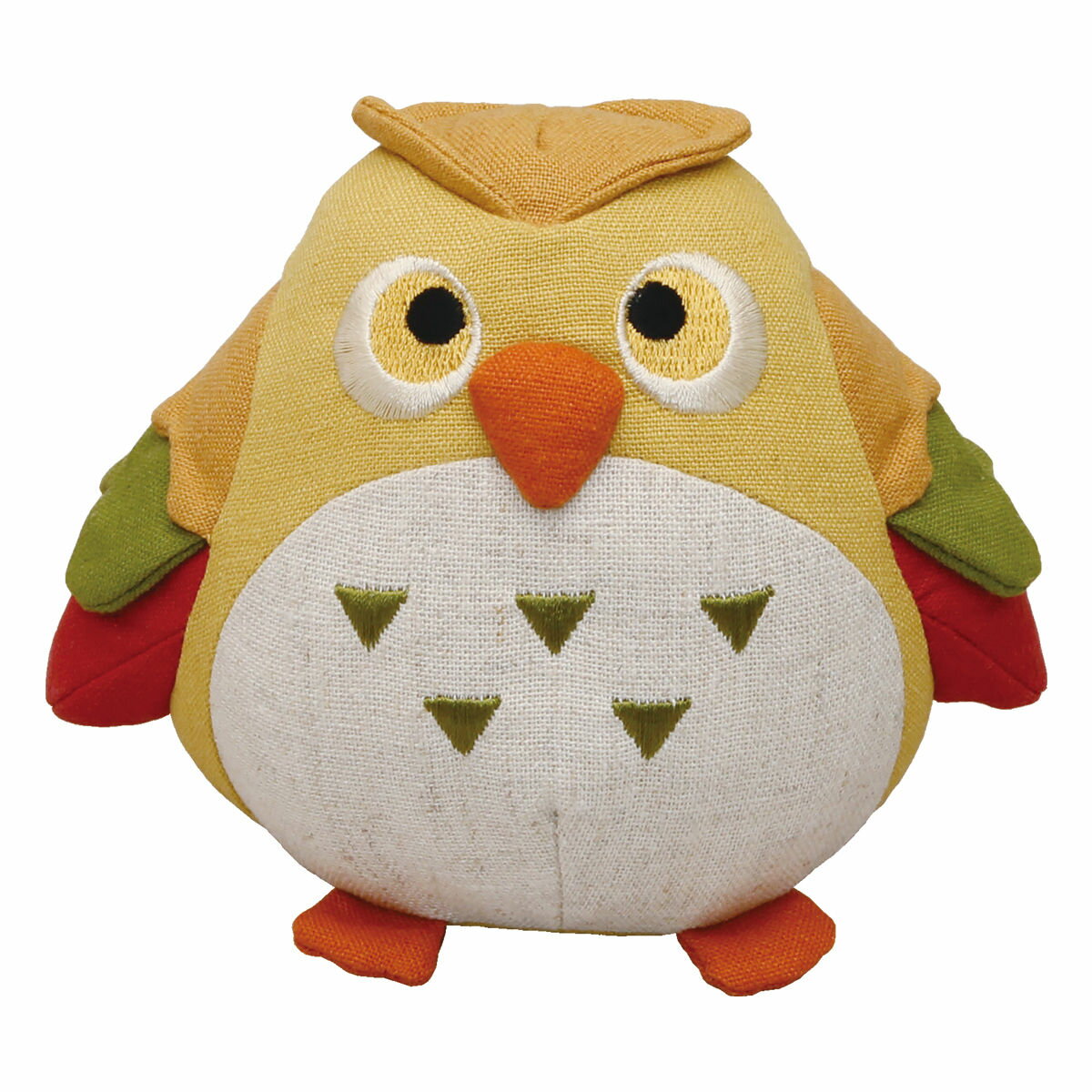 Owl - ふっくら彩りふくろう 小 黄 なごみ 和雑貨 かわいい 置物 　綿麻細工