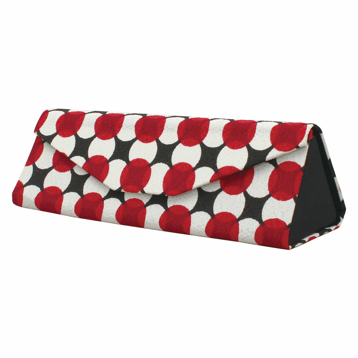 花七宝コンパクトメガネケース 黒 なごみ 和雑貨 かわいい ちりめん細工