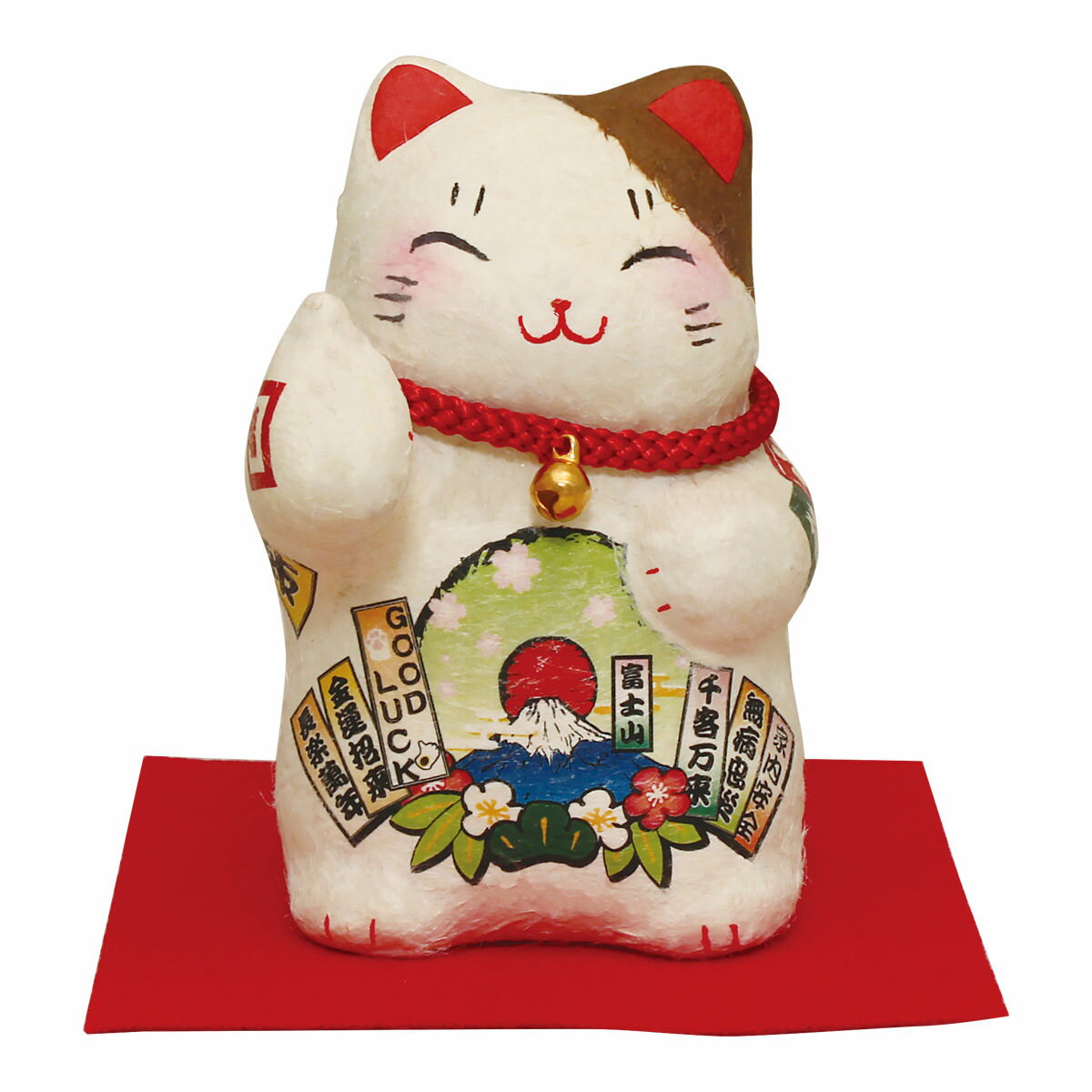 乐天商城 - ちぎり和紙 福猫 グッドラック 富士 なごみ 和雑貨 可愛い 置物 手作り 京都