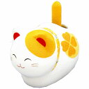 送料無料(沖縄・離島を除く)Pケース入り ゆらゆらソーラー風水座り猫 黄 金運 敷物付手作りちりめん細工 置物