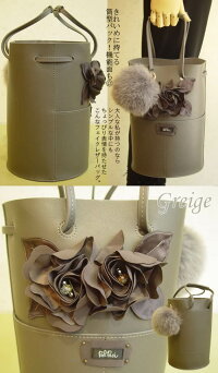 【日本製】きれいめに持てる筒型バック!機能面も◎!レディース旅行レザーバッグサブバッグファートートバッグミニバッグトートバッグ無地ブラック黒ベージュグレージュ芦屋【ベルパーチ】お花フェイクレザー筒型バッグ