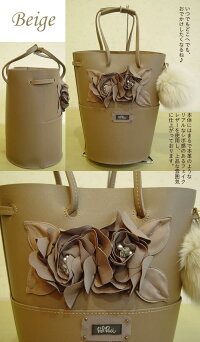 【日本製】きれいめに持てる筒型バック!機能面も◎!レディース旅行レザーバッグサブバッグファートートバッグミニバッグトートバッグ無地ブラック黒ベージュグレージュ芦屋【ベルパーチ】お花フェイクレザー筒型バッグ