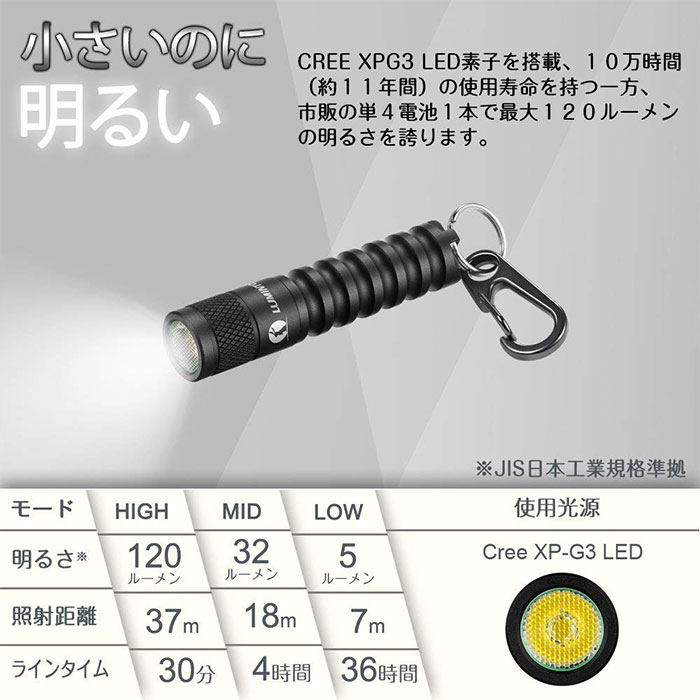 懐中電灯 LED 強力 ライト LEDライト 軽量 小型 防災 災害 グッズ キャンプ 防災 防水 ミニライト キーホルダー ルミントップ EDC01 3