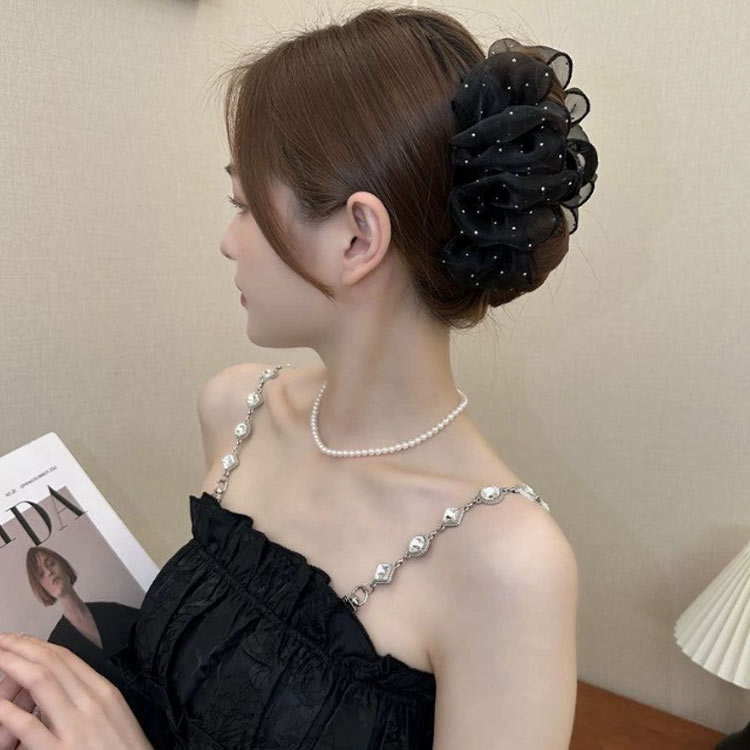 ボリューム 【選べる2個セット】ヘアクリップ シフォン 【選べる2個セット】ヘアクリップ 大きい 髪 サテン バンスクリップ 特大 しっかり留まる 大きめ オーガンジー ヘアアクセ パール 髪留め フリル クリップ 髪どめ 毛量 多い 多毛 まとめ髪 おしゃれ