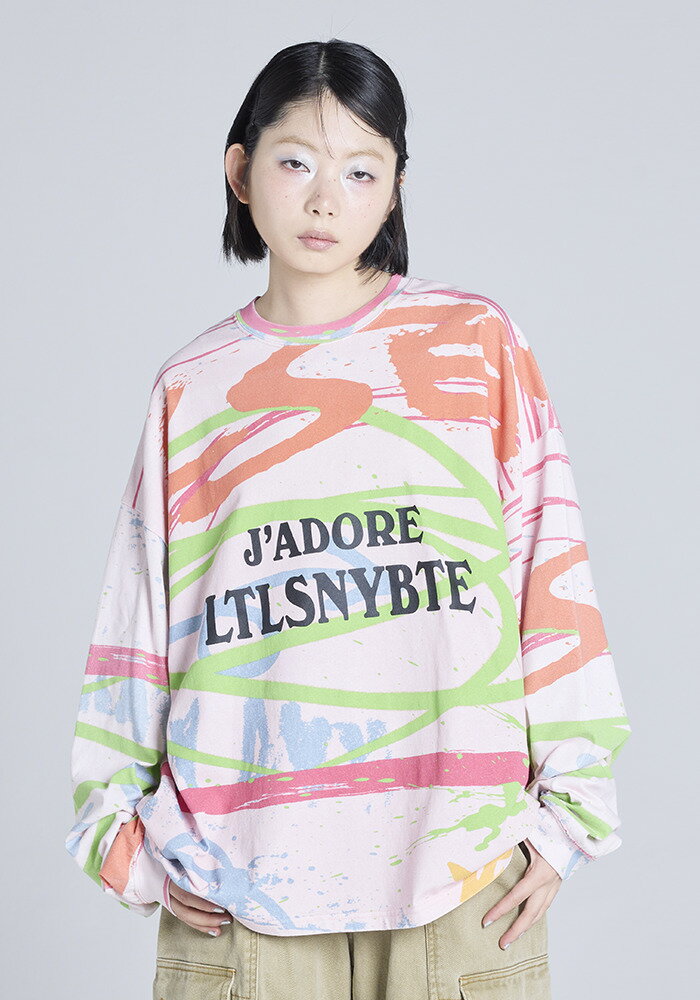 LITTLE SUNNY BITE リトルサニーバイト littlesunnybiteビッグ Tシャツ オーバーサイズ メンズ レディース Sサイズ ゆったり 大きいサイズ ピンク カラフル グラフィックJadore