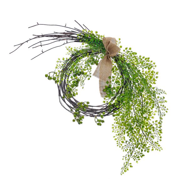 インテリア フェイクグリーン 人工観葉植物 造花アジアンタム×ベリー　スワッグ GREENPARK |壁掛け 吊り下げ おすすめ アートグリーン