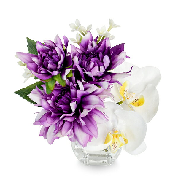 仏花供花造花アーティフィシャルフラワー胡蝶蘭ダリアグリーンウォーターアレンジPRIMA|仏壇用仏壇法事お供え花お供えお悔みお悔やみ花お彼岸フラワーアレンジメントフラワー枯れない命日3回忌