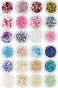 シャカシャカ ネイル レジン 材料 封入パーツ 24個セット (ピンク&マリン) 【 UVレジン レジンクラフト レジン封入 封入 素材 アクセサリー パーツ ...
