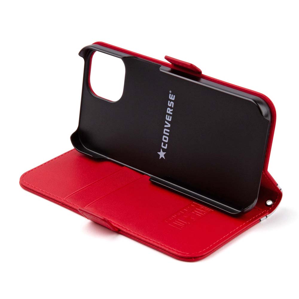 【あす楽、土日、祝日発送】【送料無料】CONVERSE Uncle Patch&Stripes Book Type Case RED【iPhone 13対応】アイフォンケース iphoneケース 手帳型ケース スマホケース コンバース オールスター CANVAS ALL STAR
