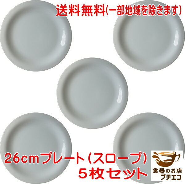 送料無料 大皿 26cm プレート スロープ 5枚 セット ホワイト レンジ可 食洗機対応 美濃焼 日本製 陶器 ..