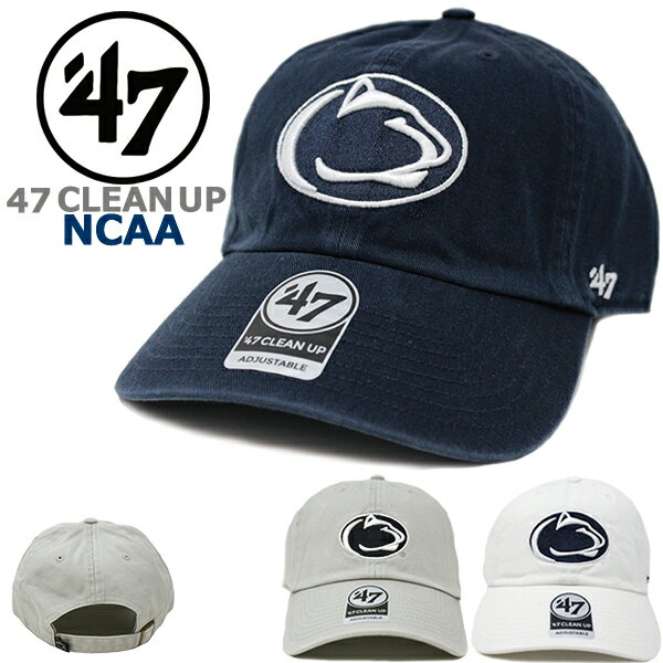 47 Brand フォーティーセブンブランド カレッジ キャップ 47 CLEAN UP NCAA クリーンアップ ペンシルベニア州立大学 Pennsylvania State University Nittany Lions (ニタニー ライオンズ/ネイビー/グレー/ホワイト/アメフト/ゴルフ/フットボール/大学/メンズ/レディース）