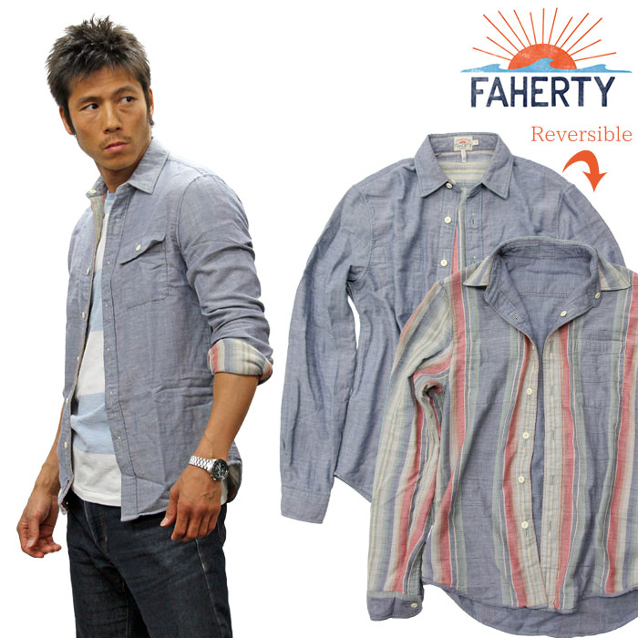 Rakuten - FAHERTY BRAND ファリティブランド リバーシブル 長袖シャツ オーガニックコットン wm3522