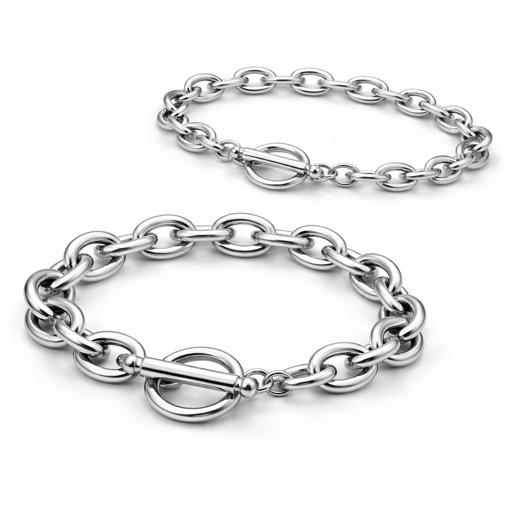 Qroza クローザ ブレスレット ステンレス 人気 シルバー マンテル あずき 小豆 アンカーチェーン ごつめ 太め 選べる 8mm／12mm幅 メンズ レディース ユニセックス おしゃれ インスタで人気 プレゼント ギフト ポーチ付き シンプル bracelet women 【送料無料】