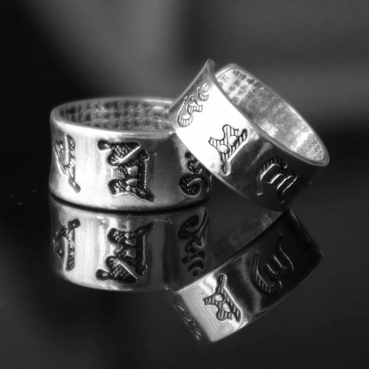 Qroza クローザ ペアリング 指輪 メンズ リング 999刻印 般若心経 全文 六字真言 開運 厄除け 御守り ..