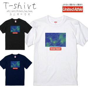 Tシャツ メンズ 半袖 プリント Uネック クルーネック 丸首 綿 半袖 カットソー おしゃれ アメカジ ストリート カジュアル レディース ユニセックス 大きいサイズ対応 GrandSwell グランドスウェル BOXロゴ 台風 天気図 気圧配置 BIG WAVE