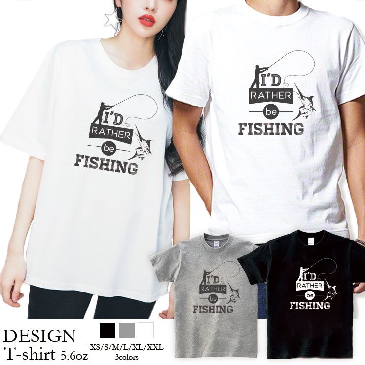 乐天商城 - Tシャツ レディース 半袖 カジュアル 大人かわいい 大人 トップス tシャツ メンズ ユニセックス おしゃれ 半袖 tシャツ ペア カップル 綿100% カットソー ブランド プリント Tシャツ 釣り 竿 魚 fish ルアー フィッシャー アウトドア