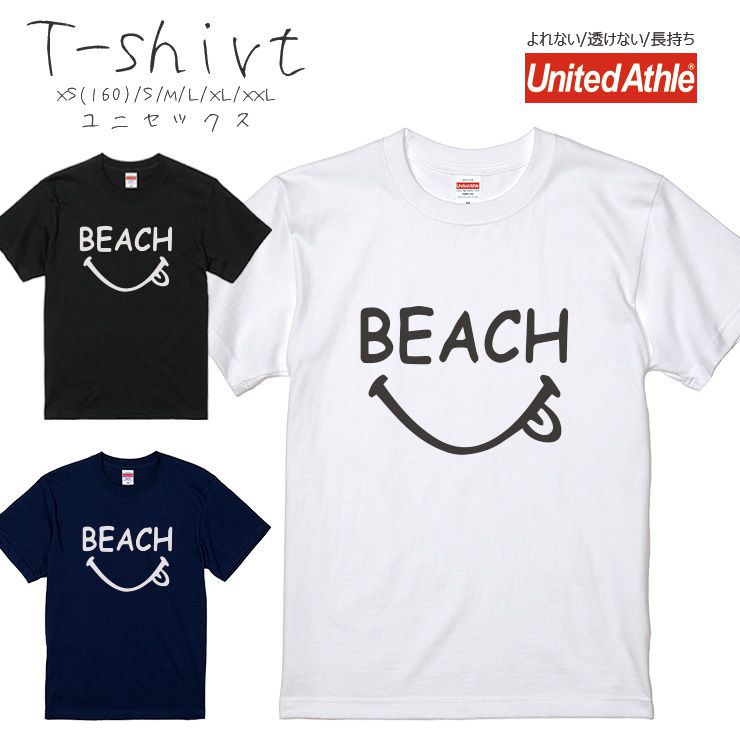 乐天商城 - Tシャツ メンズ 半袖 プリント Uネック クルーネック 丸首 綿 半袖 カットソー おしゃれ アメカジ ストリート カジュアル レディース ユニセックス 大きいサイズ対応 スマイル にこちゃん スマイリー ビーチ ロゴ サーフ