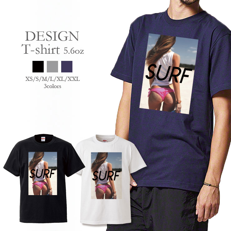 Tシャツ メンズ 半袖 プリント Uネック クルーネック 丸首 綿 半袖 カットソー おしゃれ アメカジ ストリート カジュアル レディース ユニセックス 大きいサイズ対応 セクシー ヒップ 水着 ビーチ SURF ロゴ おしゃれ