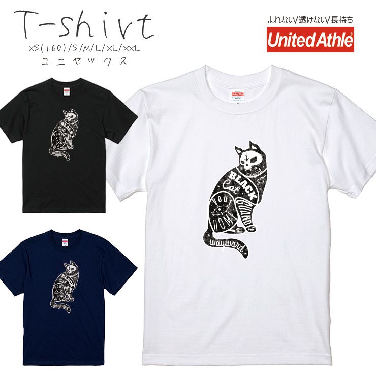 乐天商城 - Tシャツ メンズ 半袖 プリント Uネック クルーネック 丸首 綿 半袖 カットソー おしゃれ アメカジ ストリート カジュアル レディース ユニセックス 大きいサイズ対応 ネコ 猫 タトゥー 動物 ワンポイント おしゃれ