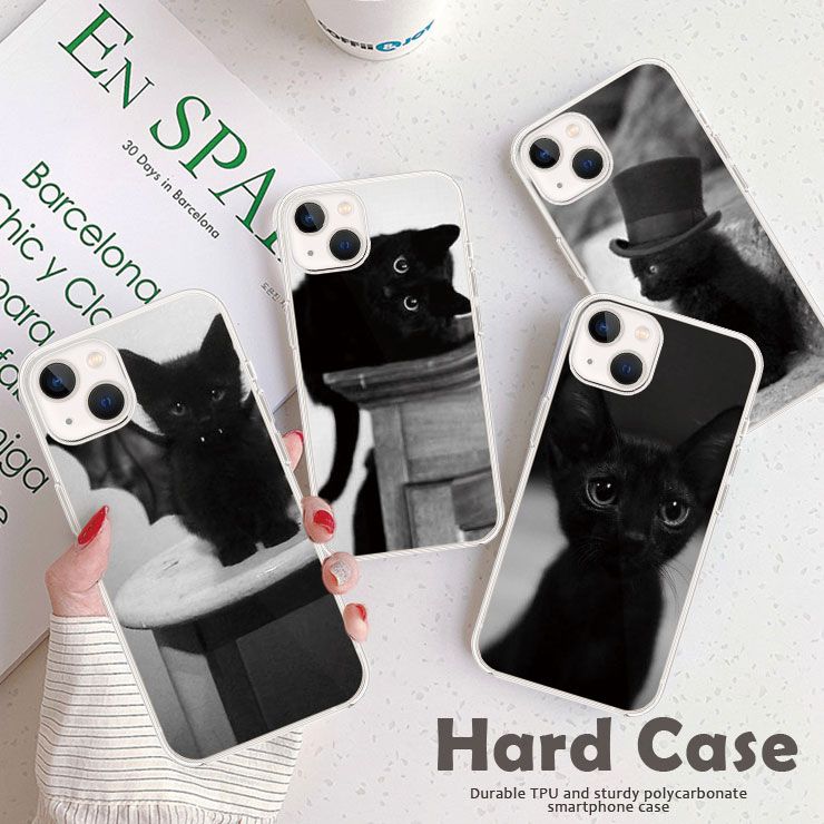 Galaxy S25 S24 S23 Ultra Galaxy A54 5G Galaxy A22 クリア ハード ケース スマホケース おしゃれ 猫 ネコ 黒猫 子猫 [SC-53D/SCG21/SC-51D/SCG19/SC-52D/SCG20/SC-53C/SCG15/SC-51C]