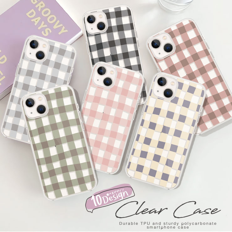 iPhone17 Pro iPhone17ProMax Air iPhone16e iPhone16 Pro 15Pro Max iPhone14 Pro 13 Pro iPhone12 ケース スマホケース ハードケース カバー クリアデザイン クリアケース おしゃれ 韓国 チェック柄 くすみカラー 選べる10デザイン