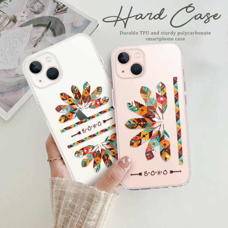 Galaxy S25 S24 S23 Ultra Galaxy A54 5G Galaxy A22 クリア ハード ケース スマホケース おしゃれ エスニック BOHO ロゴ 羽根 オトナ可愛い 