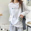 Tシャツ ロンT 長袖 レディース トップス プリントT 丸首 クルーネック レディース Tシャツ 長袖 カットソー レイヤード ロングTシャツ おしゃれ 大人かわいい ペア おそろ ロゴ 秋冬 ビッグT 大きいサイズ 5匹の恐竜 カラフル イラスト 可愛い ロゴ