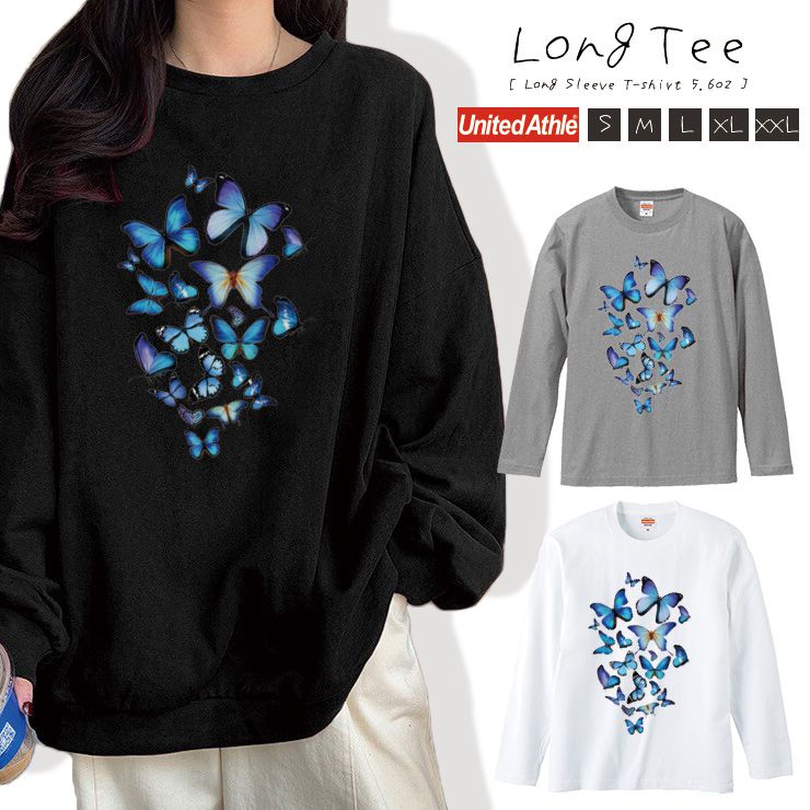 Tシャツ ロンT 長袖 レディース トップス プリントT Uネック クルーネック 長袖Tシャツ カッ