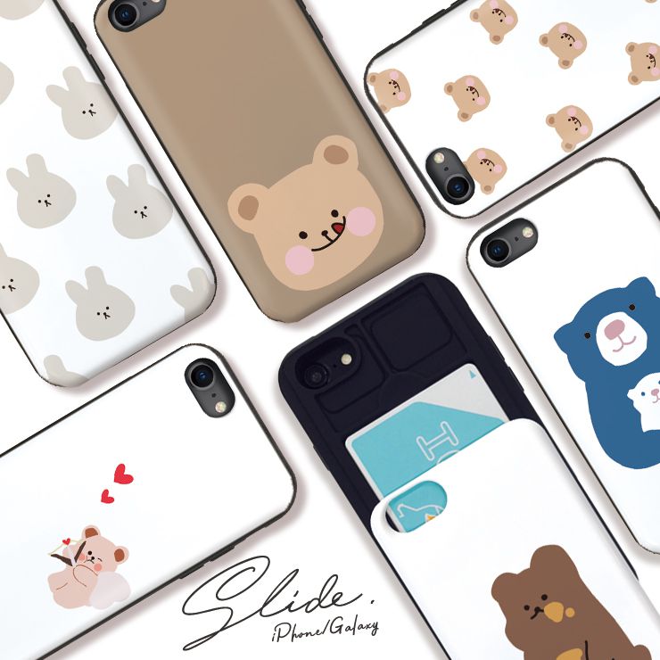 乐天商城 - iPhone12/12Pro ケース iPhone 11 pro max XR XSMax ケース iPhoneSE(第2世代)ケース ICカード 背面収納 スライド収納 スマホケース 耐衝撃 おしゃれ クマ くま ベア ハート シロクマ 韓国 ペア 可愛い 選べる10デザイン