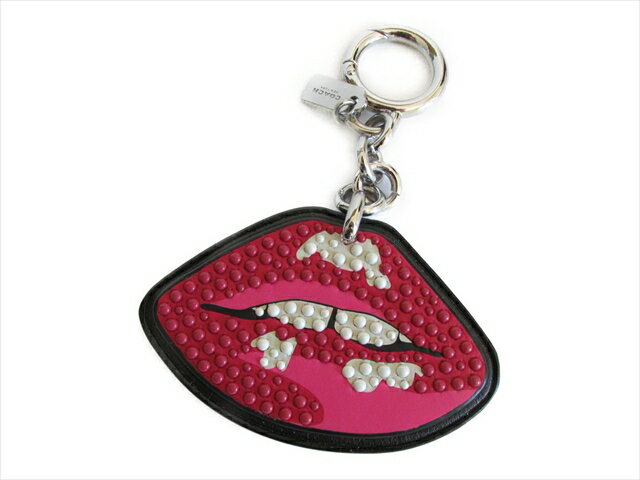 【スペシャル】コーチ キーホルダー リップ キーフォブ COACH Lips Bag Charm Leather Key Fob F59000 SV/Bright Pink