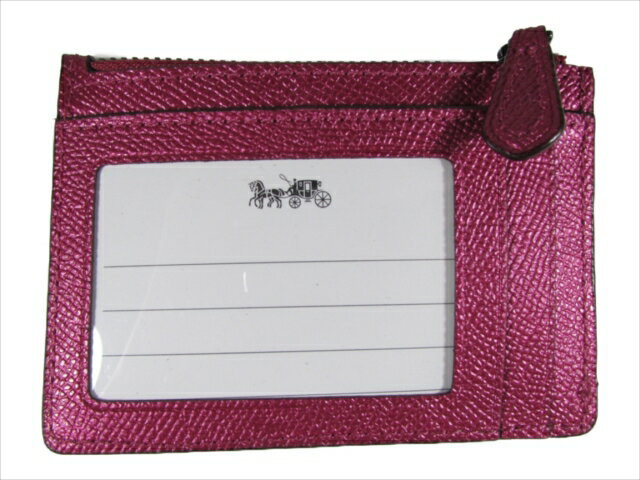 【スペシャル】[コーチ] 小銭入れ IDケース COACH Crossgrain Metallic Mini ID Skinny F21072 QBNCJ QB/Metallic Magenta